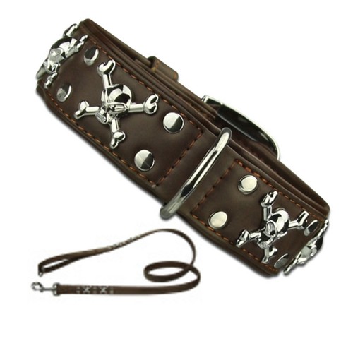 Totenkopf braun hundehalsband - braun,
