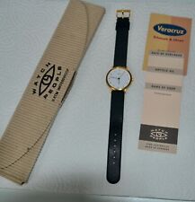 Watch People Armbanduhr Edelstahl, goldfarben Lederband schwarz neuwertig 35 cm