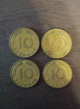 4 x 10 Pfennig BRD 1950, D, F, G, J Kompletter Satz