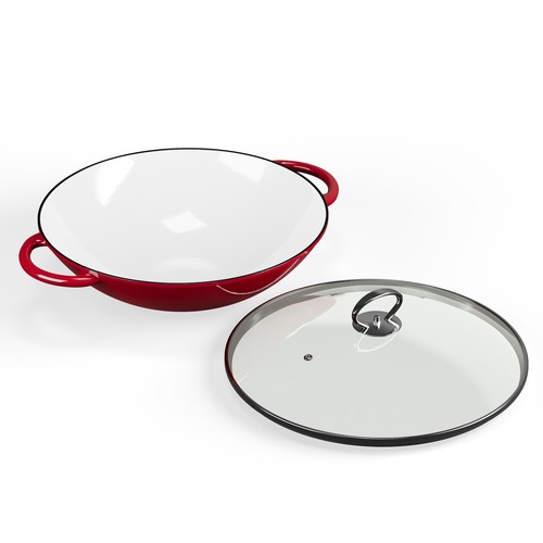 Wok pfanne mit deckel 37cm - wok,