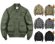 Herren Vintage Bomberjacke Fliegerjacke Pilotenjacke Stehkragen Übergangsjacke