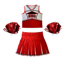 Kostüm Cheerleader für Damen, Uniform mit Pompons, XXL