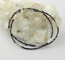 Rohdiamant Kette Edelsteinkette Schwarz natur Diamant Collier 925 Silber 45 cm