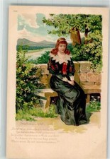 39807535 - Sehnsucht Gedicht Mittelalter Frau sitzt auf einer Steinbank