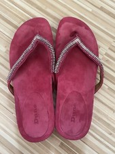 DUNE Flip-Flop pink 40 Zehentreter Strass Velours
