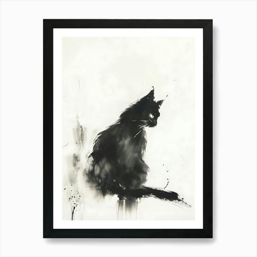 Schwarze katze kunstdruck - schwarze,