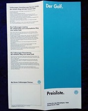 VW Golf 3 Variant Preisliste Modelljahr 1994 v. 03.01..1994  CL, GL, GT Special