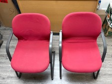 Wilkhahn Stuhl Freischwinger mit rotem Stoff und Plastikschale in Anthrazit