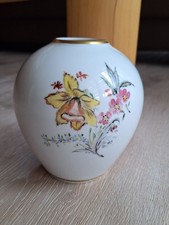 Vase KPM Zepter weiß mit Blumenmuster handbemalt