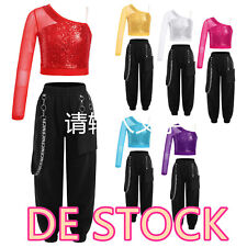 DE!Mädchen Hip Hop Kleidung Crop Top Jogger Hose Karneval Street Dance Kostüm