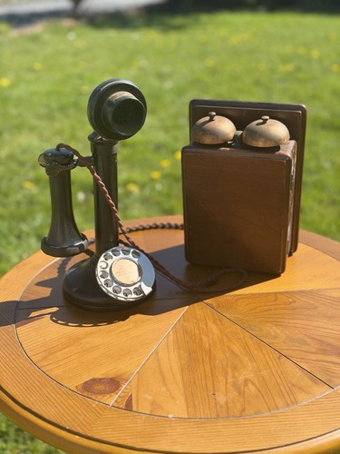 Vintage kerzenständer telefon - kerzenständer,