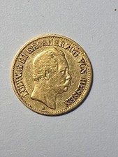 Hessen 10 Mark 1876 H, Ludwig III., 3,98 Gramm, J216, SS+