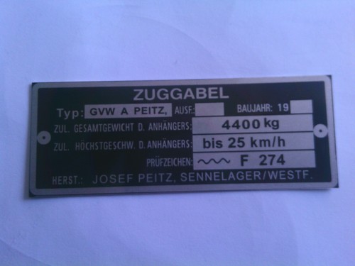 Josef peitz typenschild - josef,