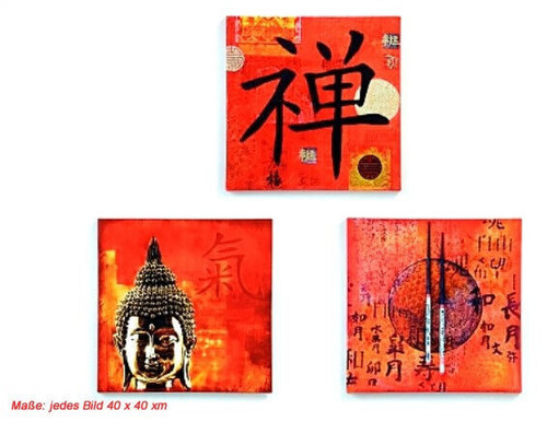 3er set wandbild buddha - buddha, feng