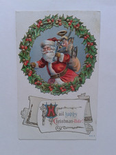 Alte Glückwunschkarte mit Weihnachtsmann(5),ca 1910.