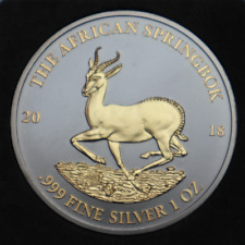 GABUN: 1000 Francs CFA 2018: SPRINGBOCK, 1 oz SILBER, GOLDEN ENIGMA, St, Be1