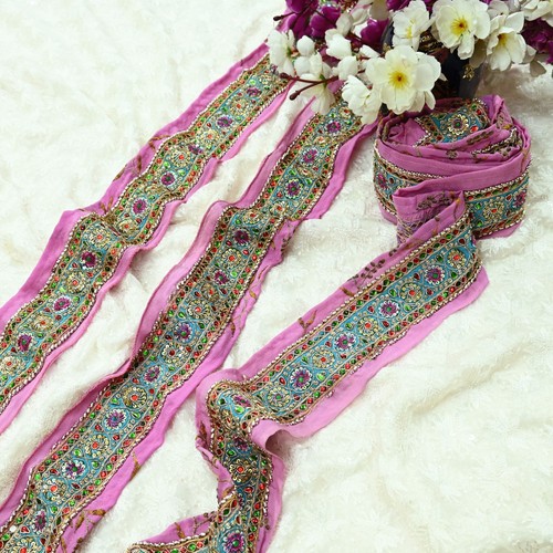Vintage rosa sari - vintage, bordüre