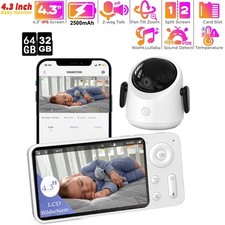 Babyphone mit Kamera 1080P HD PTZ 360°, 4.3" WLAN Baby Monitor mit App Nachtsich
