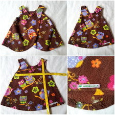 UNIKAT Hanndmade Pippi Schürzenkleid Hängerchen EULEN ca 92-104 Fleece