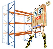 11,3 m Palettenregal Schwerlastregal, 2,5 m hoch, 5 Rahmen, 16 Traversen, 2,4t/E