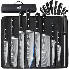 Profi Messerset Kochmesser Damaskus Edelstahl 9tlg Set, Mit Tasche & Schärfer DE