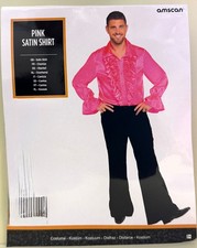 Herren Hemd Oberteil Kostüm  70's  Groovy  Hippy  Pink Flower Power Amscan