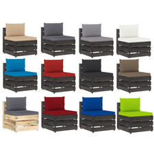 Modulares Mittelsofa Ecksofa Sofa Lounge Couch mit Kissen Imprägniertes Holz