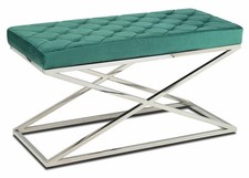 Polsterbank Metall modern gesteppt glamour silber grün Sitzbank Wartebank Bank