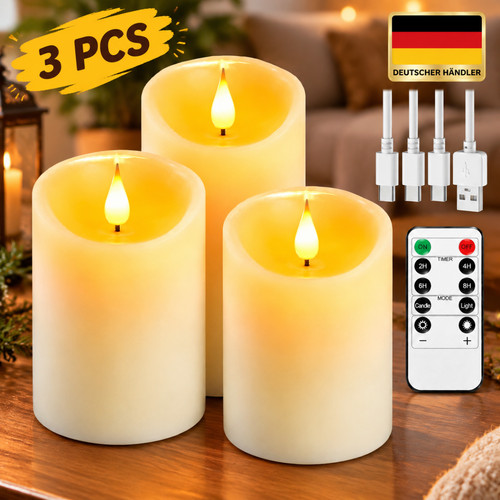 3er set stumpenkerzen led - 3er-set,