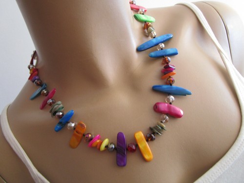 Damen perlmutt collier hals - collier,
