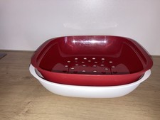 Tupperware Allegra Schüssel mit Siebeinsatz Rot Weiß