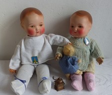 alte Puppen Babypuppen Zwillinge Einbindeköpfe gemarkt 696-0 ca. 40er/50er Jahre