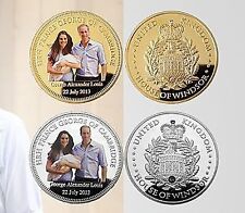 1 oz Medaille Royal Baby Prince George William & Kate versilbert o. vergoldet