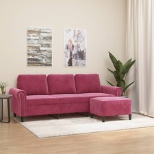 3-Sitzer-Sofa mit Hocker Samt