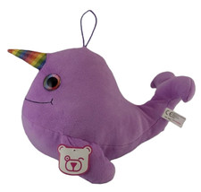 L&B Plüschtier Wal lila Glubschi Narwal Stofftier Einhorn der Meere Kuscheltier