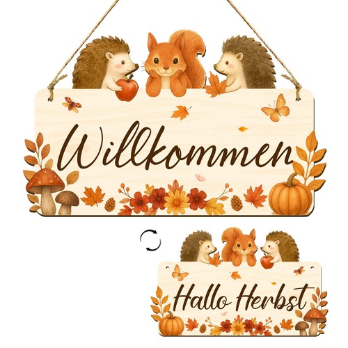 Herbstdeko türschild holz - herbstdeko,