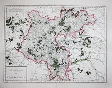 Ile de France Paris Soissons Senlis Pontoise carte map Mentelle Chanlaire 1797