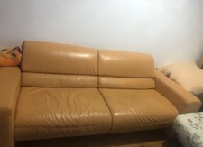 Echt-Ledercouchgarnitur  3-Teilig Cognac