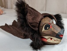 Handspielpuppe Wolf, Holzkopf mit Klappmaul