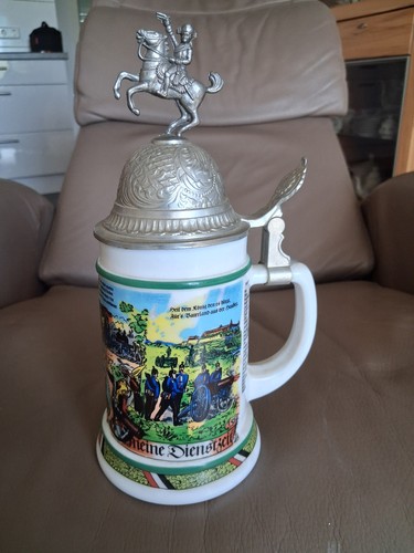 Bierkrug mit zinndeckel aus - bierkrug,