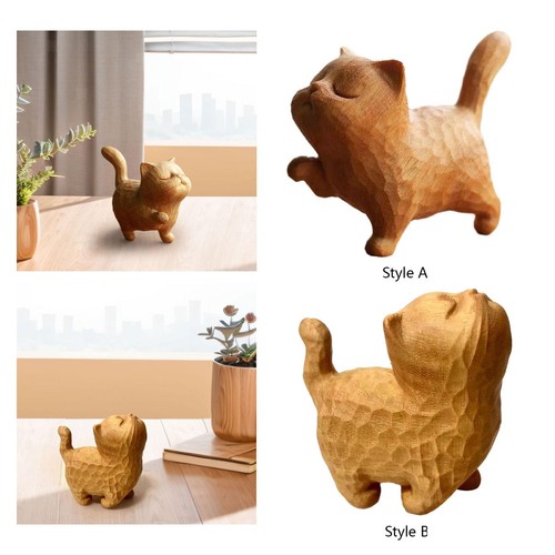 Holzkatzenstatue
