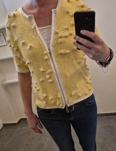 Gelb weiße strickjacke mit - weiße,
