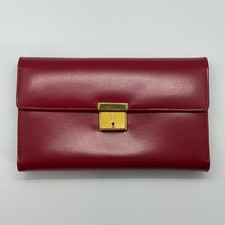 Vintage Schmuck Etui Schmuckrolle Echtleder rot innen Samt schwarz Reise/zuHause