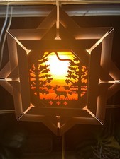 Fensterbild Stern B-Ware Weihnachtsstern Holz Erzgebirge inkl Beleuchtung XXL