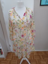 Chiffonkleid Sommerkleid Gr. L Blumen transparent Umstandsmode Floral bunt 