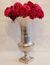 Vase Pokal Amphore groß schwer 49 cm Höhe Aluguss silber Bodenvase landhauswelt