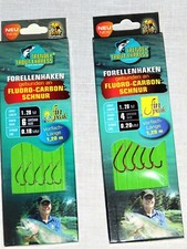 10x Forellenhaken mit Fluorocarbon-Vorfach mit Vorfachaufwickler Angelhaken Set