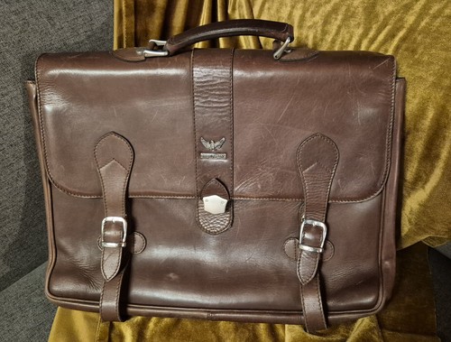 Braune leder aktentasche made - leder,
