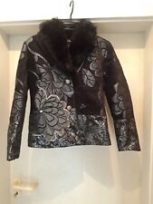 Schwarze Damenjacke in Größe 38 für festliche Anlässe mit Webpelzkragen