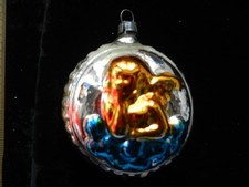 Engel auf Kugel ,Weihnachten ,alter Christbaumschmuck , Glas ,60er Jahre, K3